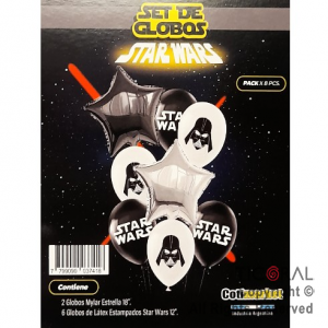 SET DE GLOBOS METALIZADO STAR WARS 8 UNIDADES X 1